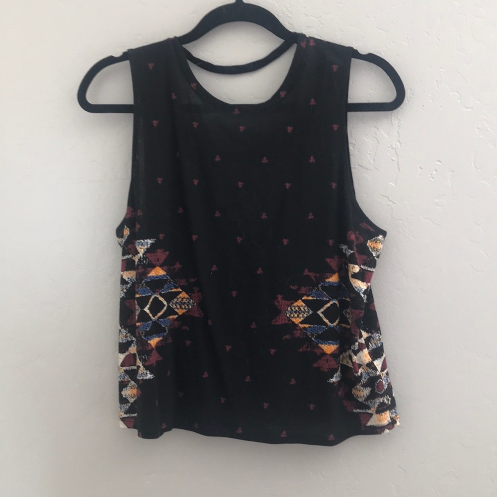 Black Tribal Tank with Open Back